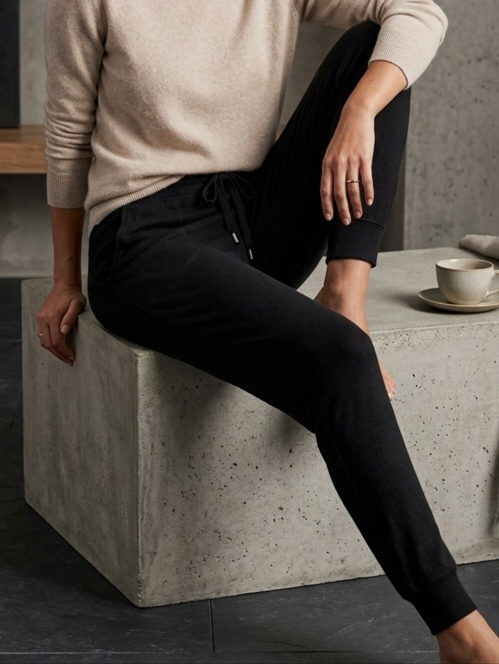 Secret Treasures Black Knit Jogger Pants